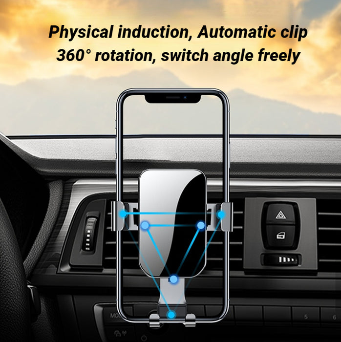 YC-12 Support de voiture universel pour téléphone portable à gravité pour grille d'aération, argent