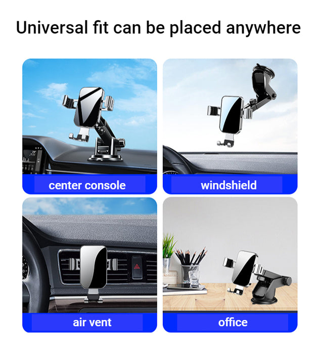 YC-12 Support de voiture universel pour téléphone portable à gravité pour grille d'aération, argent