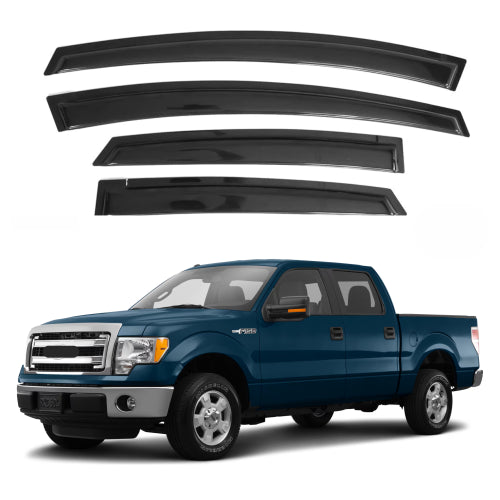 Window Visors for Ford F-150 SuperCrew 2009-2014 & Ford F-150 SVT Raptor SuperCrew 2010-2014, 4-Piece