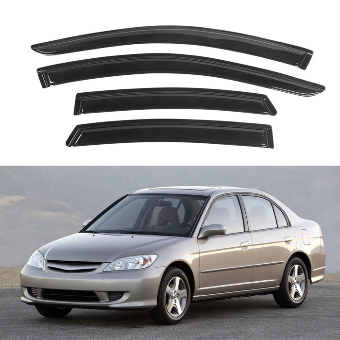 Window Visors for Honda Civic Sedan 2001-2005, 4-Piece