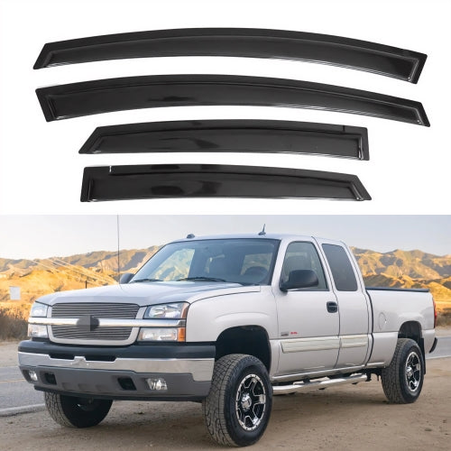 Window Visors for Chevrolet Silverado 1500 Extended Cab 1999-2006 & 2500HD 3500HD Extended Cab 2001-2006 & Classic Extended Cab 2007 & GMC Sierra 1500 Extended Cab 1999-2006 & 2500HD 3500HD Extended Cab 2001-2006 & Classic Extended Cab 2007, 4-Piece