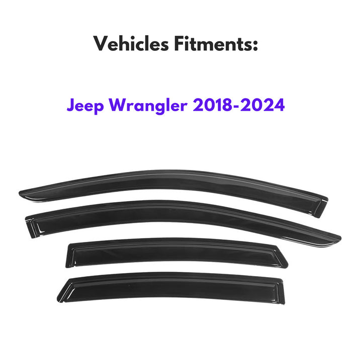 Window Visors for Jeep Wrangler JL Unlimited 4-Door 2018-2024 & Jeep Gladiator 4-Door 2020-2024, 4-Piece