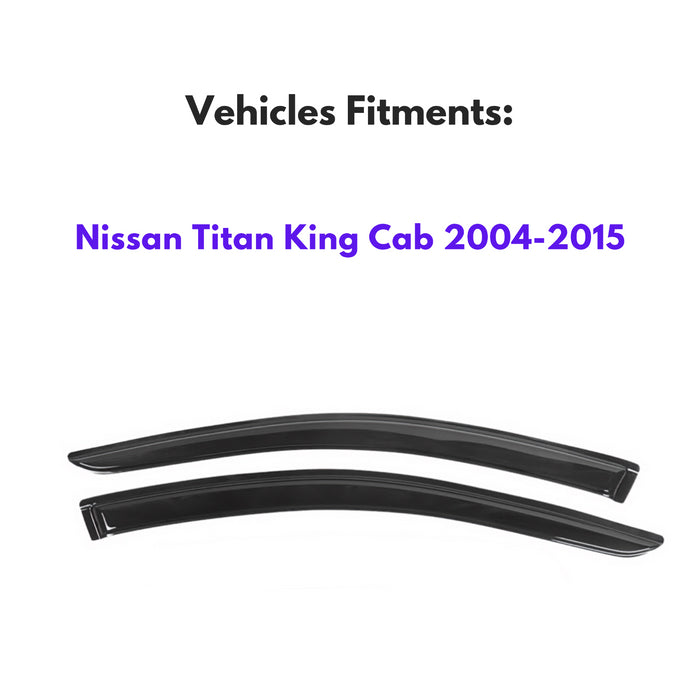 Window Visors for Nissan Titan King Cab 2004-2015, 2-Piece