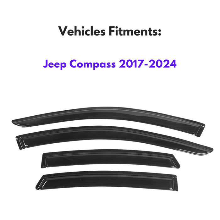 Window Visors for Jeep Compass 2017-2024, 4-Piece