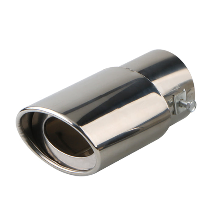 Silver Stainless Flame Stainless Steel Straight Exhaust Tailpipe - Universal Fit (63mm)