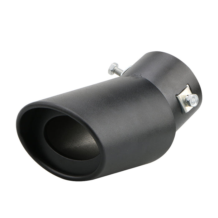 Matte Black Flame Stainless Steel Curved Exhaust Tailpipe - Universal Fit (63mm)