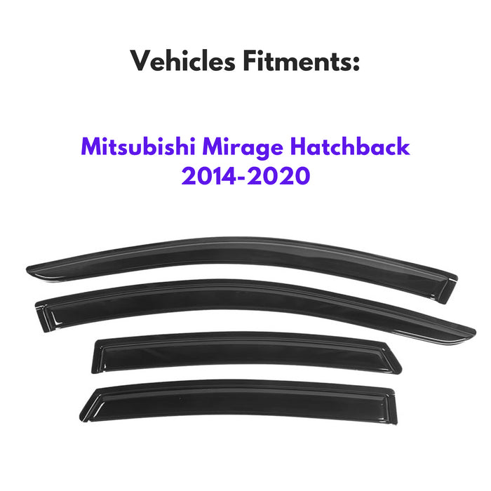 Window Visors for Mitsubishi Mirage Hatchback 2014-2020, 4-Piece
