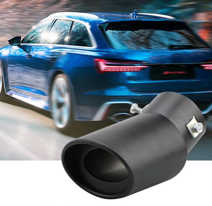 Matte Black Flame Stainless Steel Curved Exhaust Tailpipe - Universal Fit (63mm)