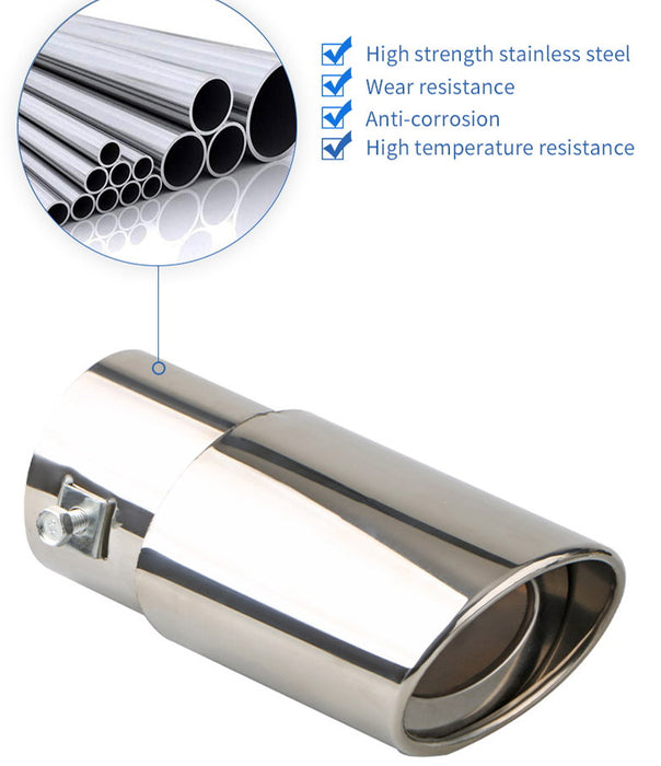 Silver Stainless Flame Stainless Steel Straight Exhaust Tailpipe - Universal Fit (63mm)