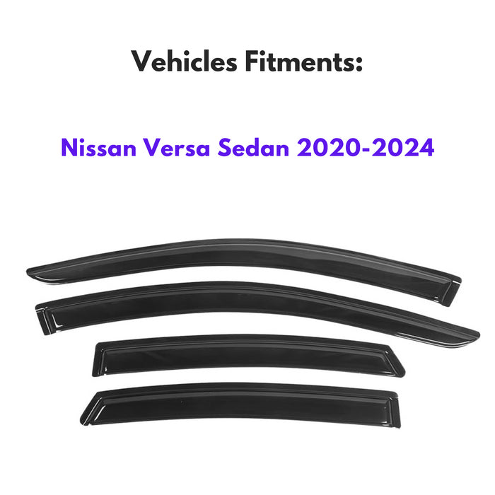 Window Visors for Nissan Versa Sedan 2020-2024, 4-Piece