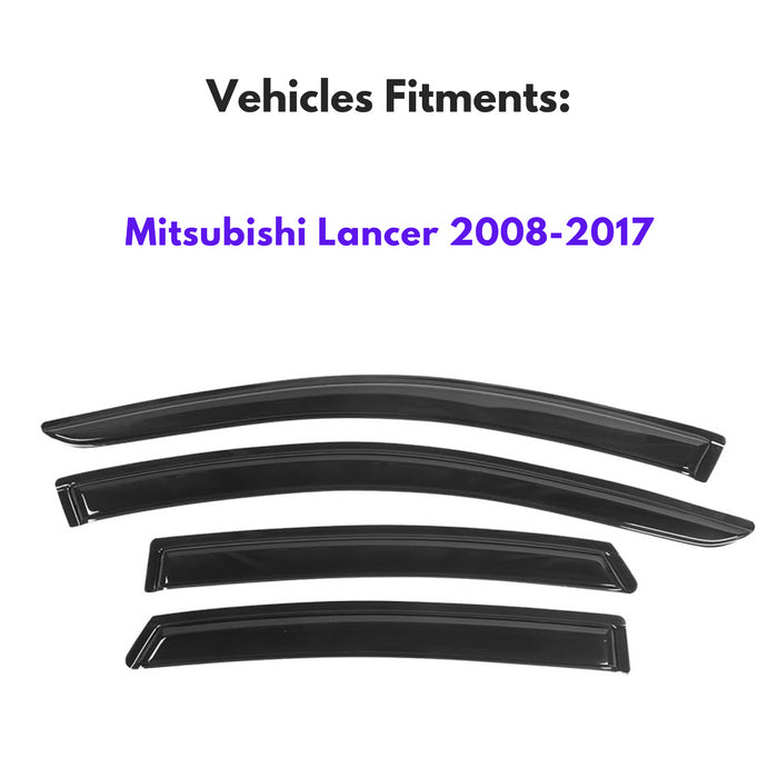 Window Visors for Mitsubishi Lancer 2008-2017, 4-Piece