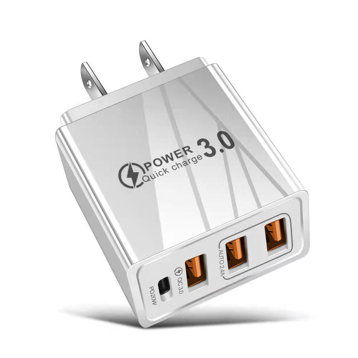 Rapid Charger with 3 USB Type-A & 1 Type-C Ports - White