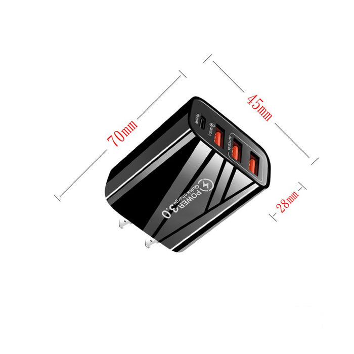 Rapid Charger with 3 USB Type-A & 1 Type-C Ports - White