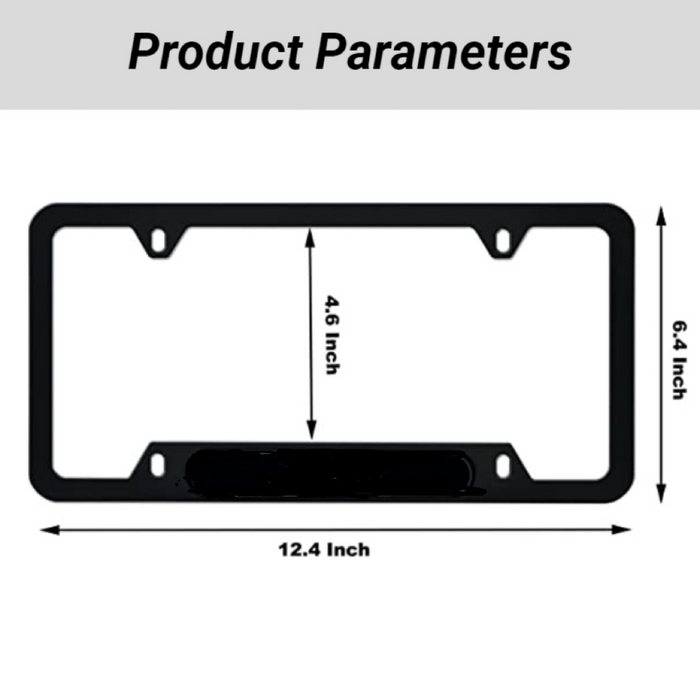 LP703 Cadre de plaque d'immatriculation de voiture en aluminium avant arrière 2 pièces, noir