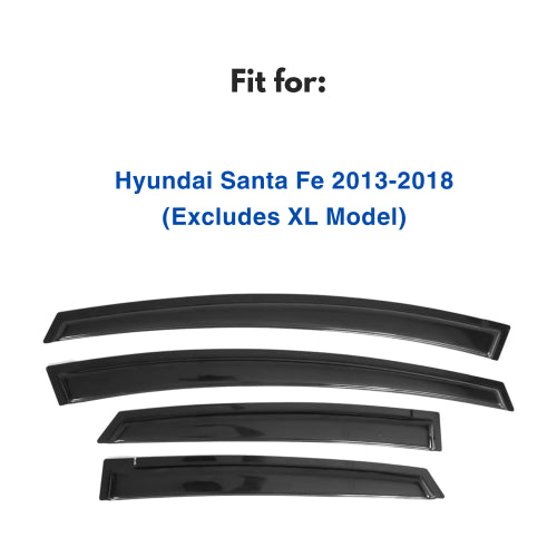 Immortal 811504 Déflecteurs de visière de fenêtre latérale à montage adhésif extérieur, ensemble de 4 pièces pour Hyundai Santa Fe 2013-2018