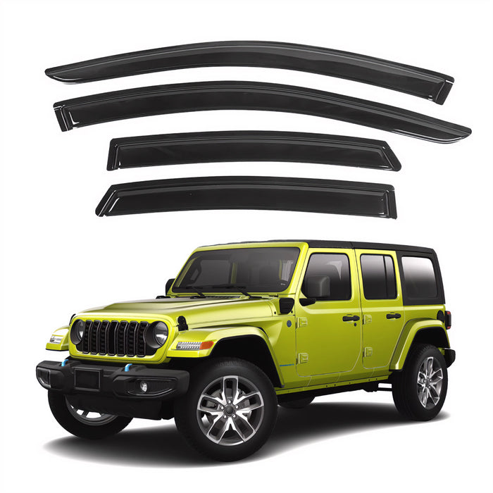 Window Visors for Jeep Wrangler JL Unlimited 4-Door 2018-2024 & Jeep Gladiator 4-Door 2020-2024, 4-Piece