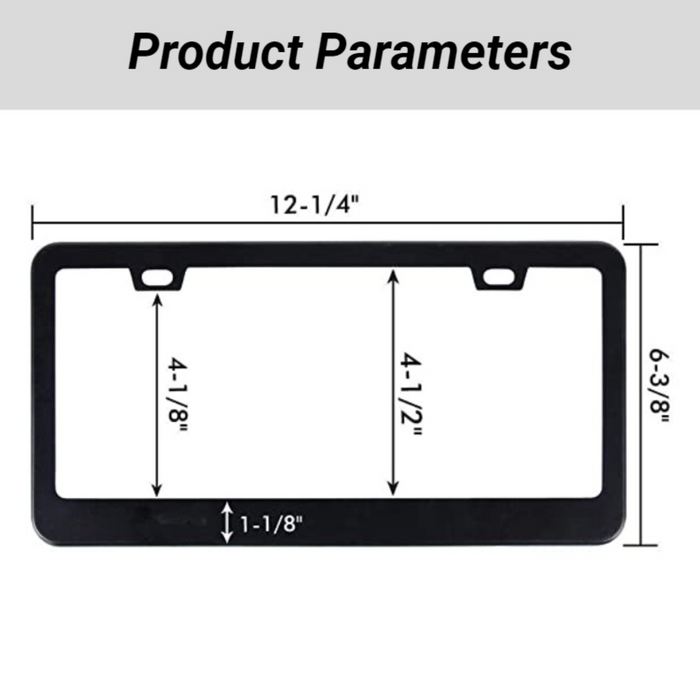 LP702 Cadre de plaque d'immatriculation de voiture en aluminium transparent, noir