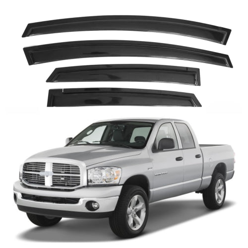 Window Visors for Dodge Ram 1500 Quad Cab 2002-2008 & Dodge Ram 2500/3500 Quad Cab 2003-2009, 4-Piece