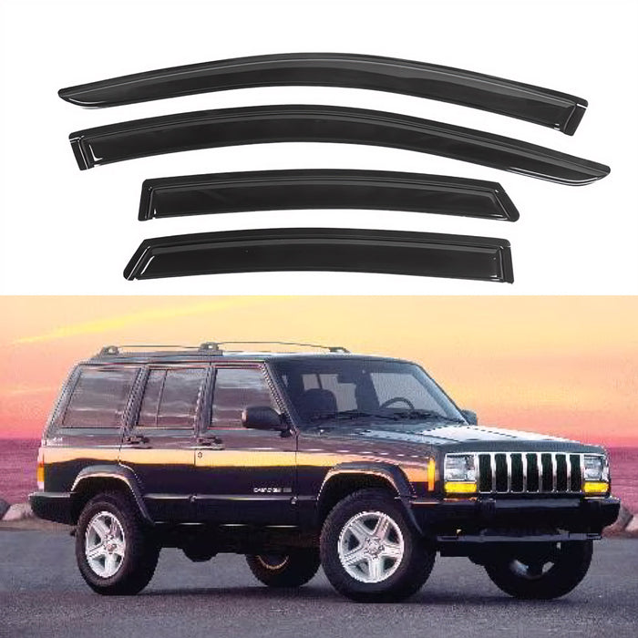 Window Visors for Jeep Cherokee 4-Door 1984-2001 (Excludes Limited Model), 4-Piece