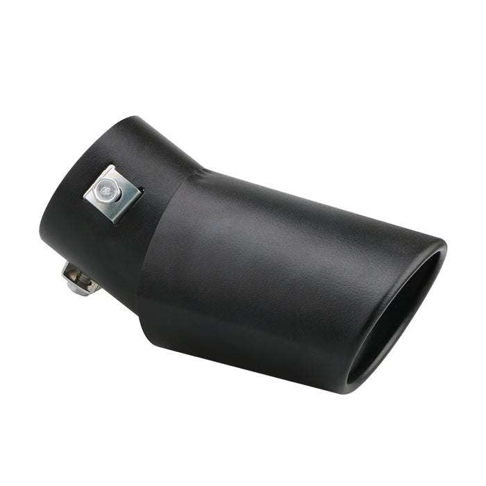 Matte Black Flame Stainless Steel Curved Exhaust Tailpipe - Universal Fit (63mm)