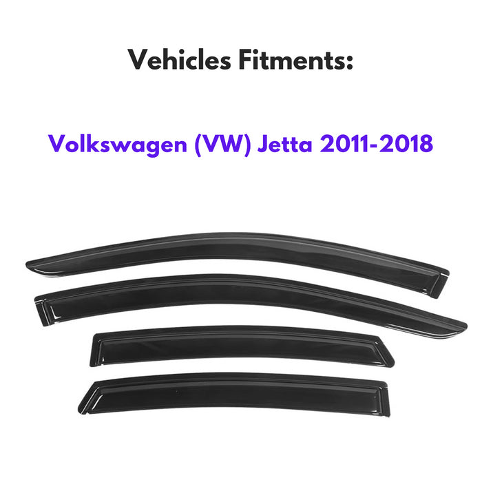 Window Visors for Volkswagen (VW) Jetta 2011-2018, 4-Piece