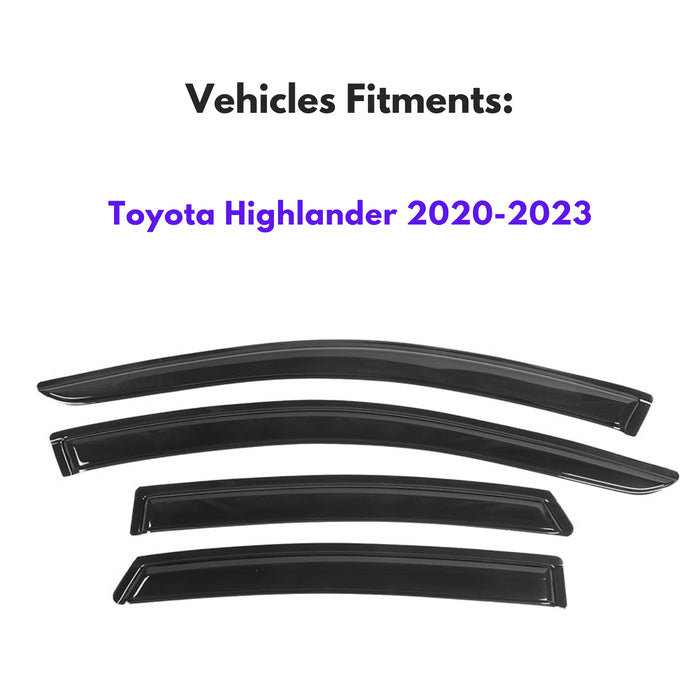 Window Visors for Toyota Highlander 2020-2024, 4-Piece