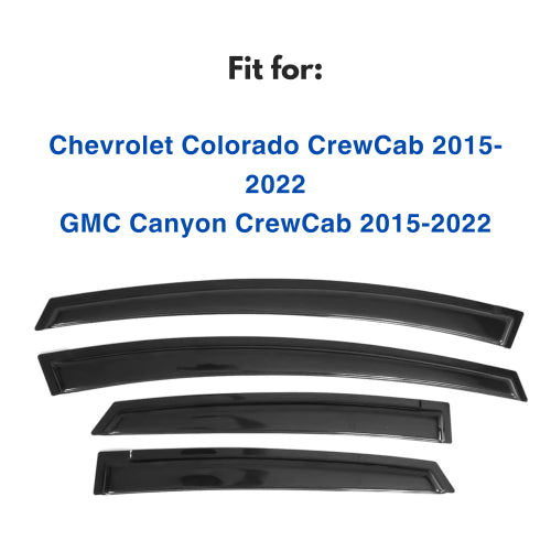 Window Visors for Chevrolet Colorado CrewCab 2015-2022 & GMC Canyon CrewCab 2015-2022, 4-Piece