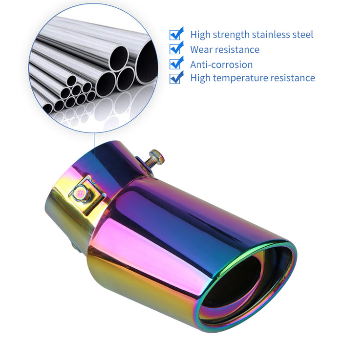 Chrome-Plated Flame Stainless Steel Curved Exhaust Tailpipe - Universal Fit (63mm)