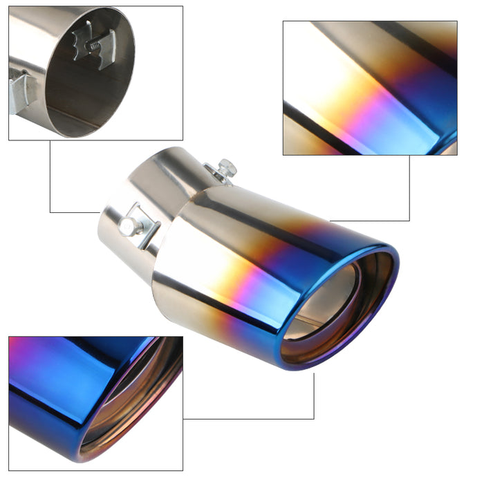 Blue Flame Stainless Steel Curved Exhaust Tailpipe - Universal Fit (63mm)