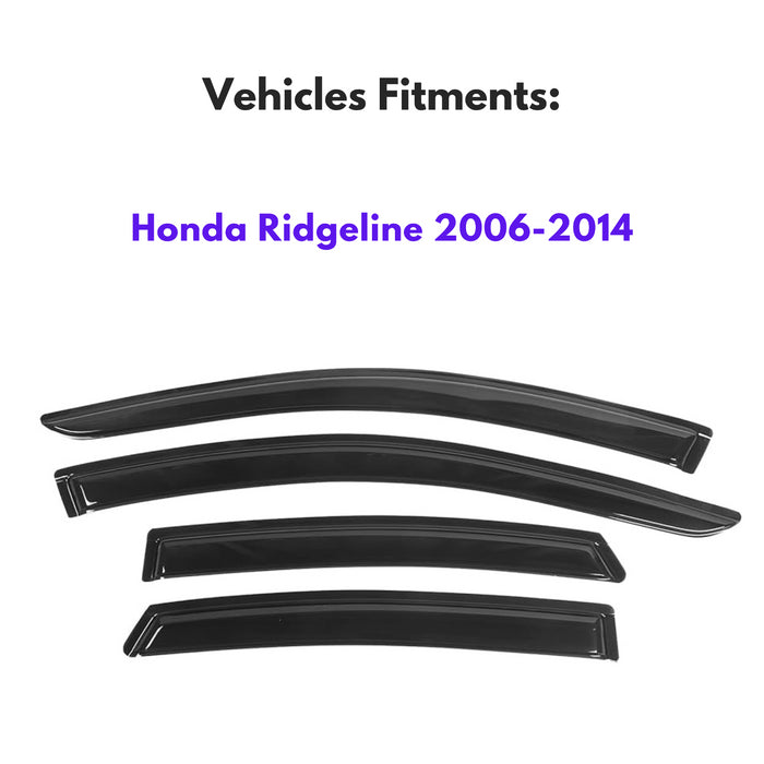 Window Visors for Honda Ridgeline 2006-2014, 4-Piece