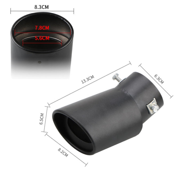 Matte Black Flame Stainless Steel Curved Exhaust Tailpipe - Universal Fit (63mm)