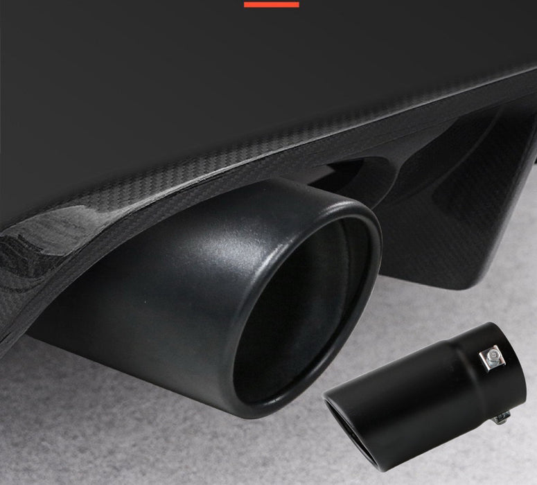 Matte Black Flame Stainless Steel Straight Exhaust Tailpipe - Universal Fit (73mm)