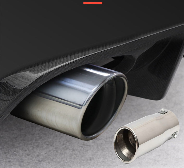 Silver Stainless Flame Stainless Steel Straight Exhaust Tailpipe - Universal Fit (73mm)