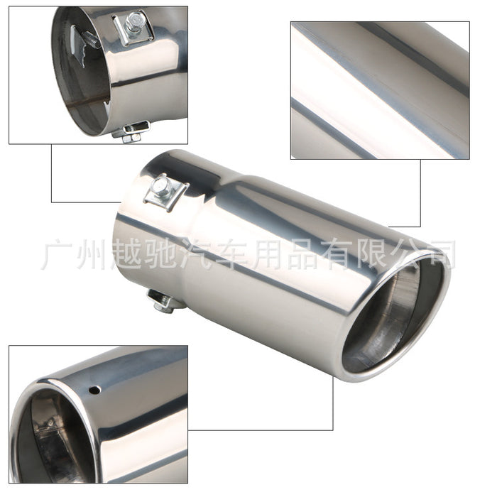 Silver Stainless Flame Stainless Steel Straight Exhaust Tailpipe - Universal Fit (73mm)