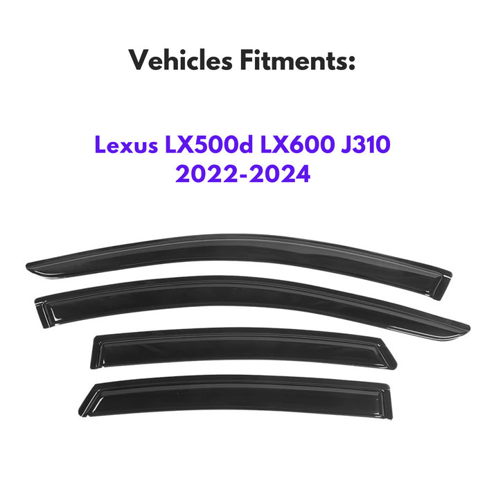 Window Visors for Lexus LX Series 2022-2024 & Lexus J310 2022-2024, 4-Piece