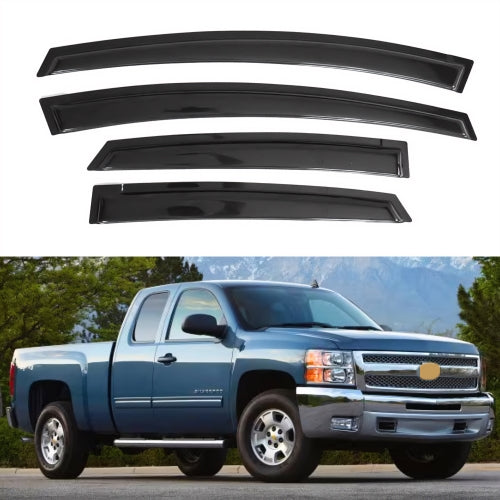 Window Visors for Chevrolet Silverado 1500 Extended Cab 2007-2013 & Chevrolet Silverado 2500HD 3500HD Extended Cab 2007-2014 & GMC Sierra 1500 Extended Cab 2007-2013 & GMC Sierra 2500HD 3500HD Extended Cab 2007-2014, 4-Piece