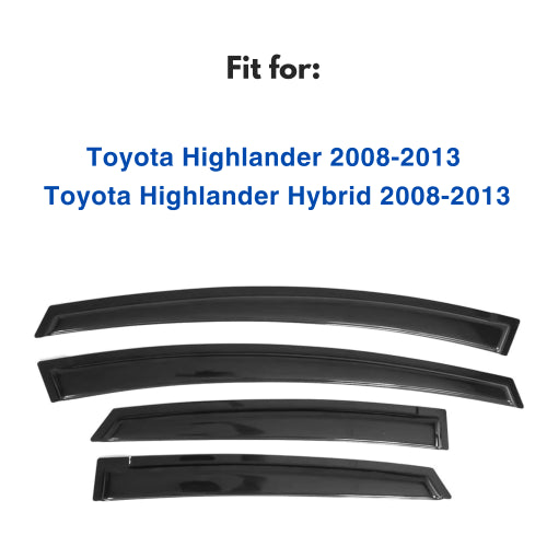 Window Visors for Toyota Highlander 2008-2013 & Toyota Highlander Hybrid 2008-2013, 4-Piece