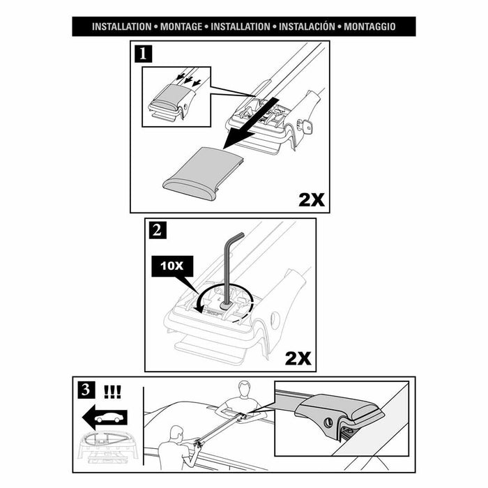 DS-15 Multi-Size Options Barre de Toit de Voiture Universelle Porte-Bagages, Argent/Noir 