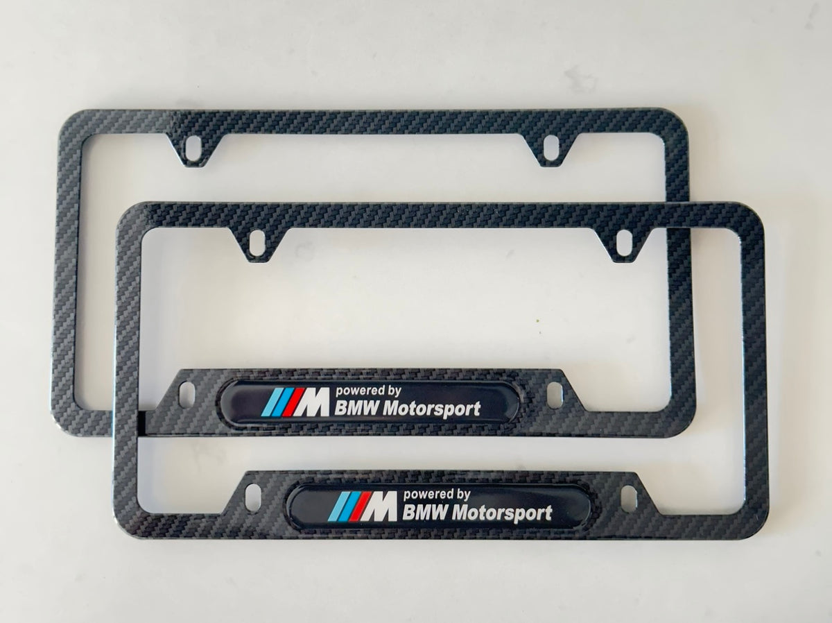 BMW MotorSport License Plate Frames (Carbon Fiber Style) 2 Pieces