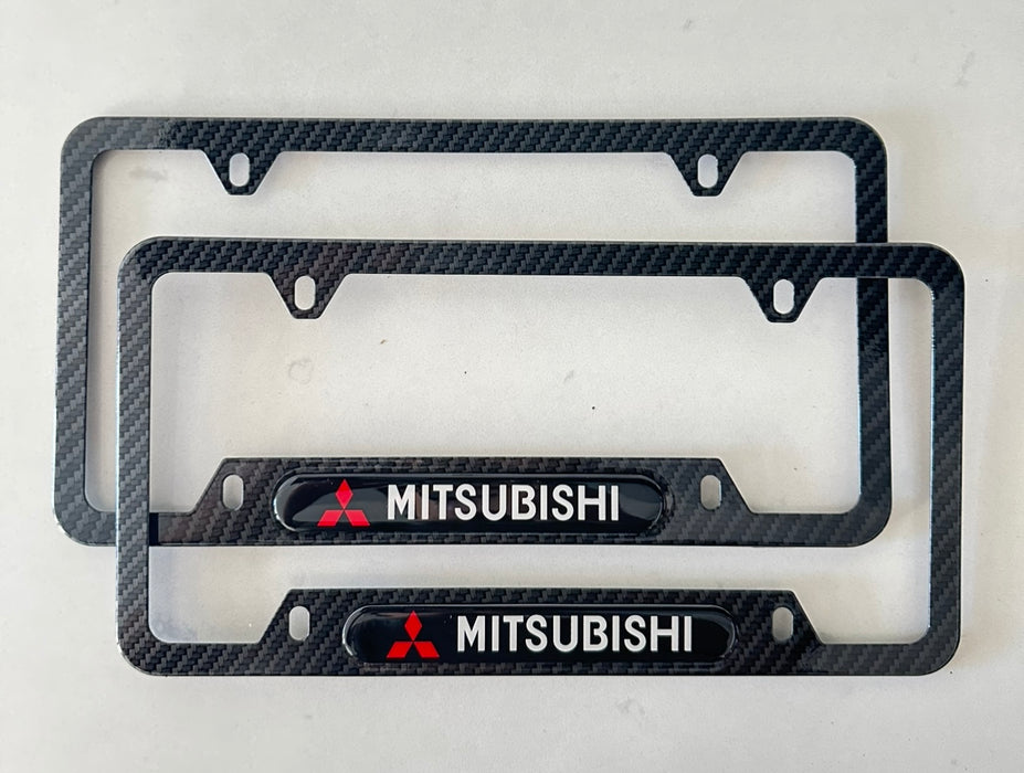 Mitsubishi License Plate Frame (Carbon Fiber Style)