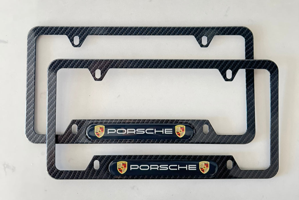 Porsche License Plate Frame (Carbon Fiber Style)