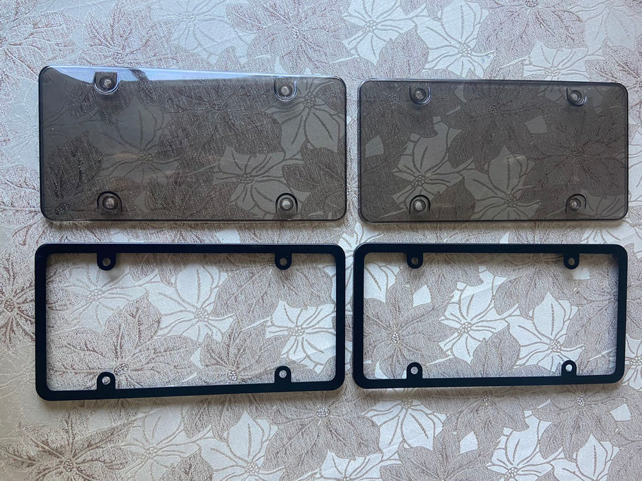 Aluminum License Plate Frame with Transparent Black Cover