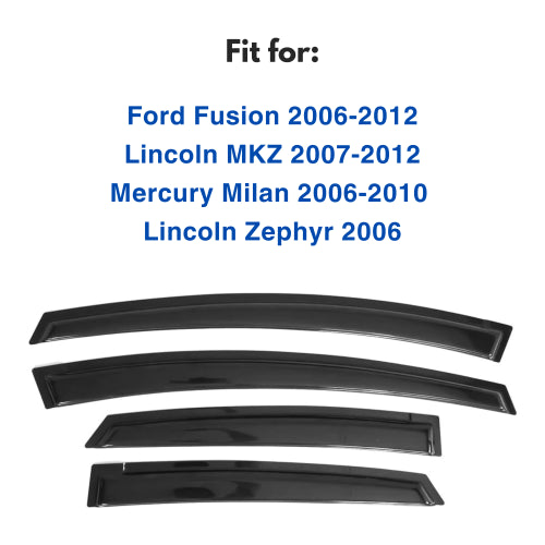 Window Visors for Ford Fusion 2006-2012, 4-Piece (Tape-On)