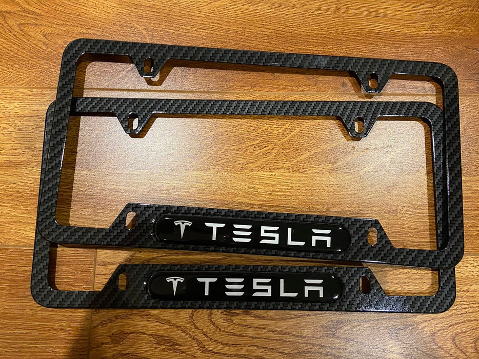 Tesla License Plate Frame (Carbon Fiber Style)