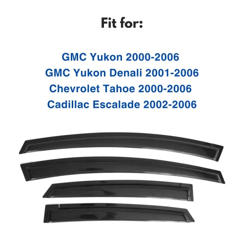 Window Visors for GMC Yukon 2000-2006 & GMC Yukon Denali 2001-2006 & Chevrolet Tahoe 2000-2006 & Cadillac Escalade 2002-2006, 4-Piece