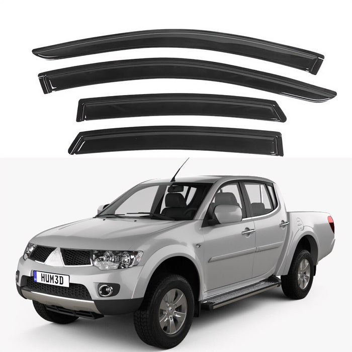 Window Visors for Mitsubishi L200 Double Cab 2007-2014 & Mitsubishi Triton Double Cab 2007-2014, 4-Piece