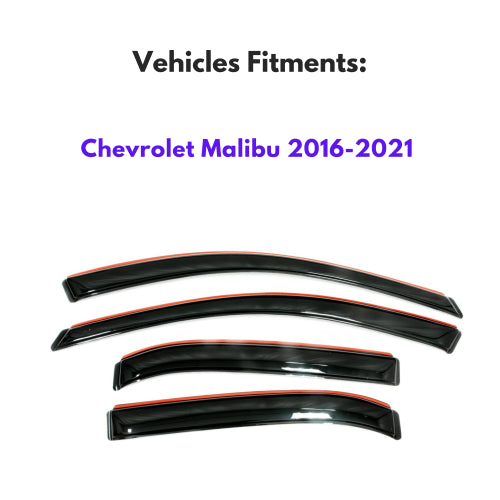 Window Visors for Chevrolet Malibu 2016-2021 (Excludes 2016 Limited Model), 4-Piece