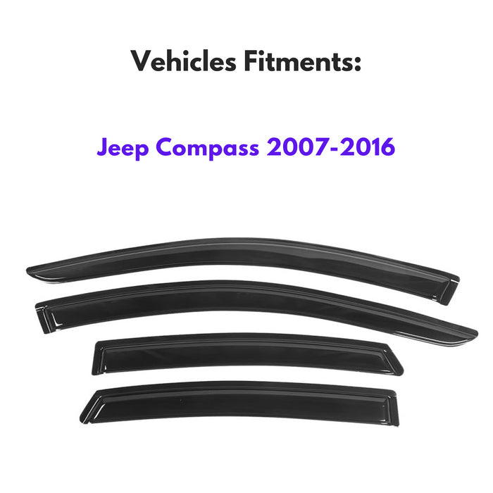 Window Visors for Jeep Compass 2007-2016, 4-Piece