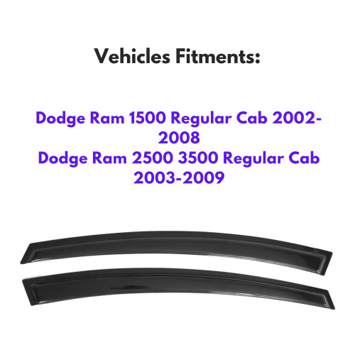 Window Visors for Dodge Ram 1500 Regular Cab 2002-2008 & Dodge Ram 2500 3500 Regular Cab 2003-2009, 2-Piece